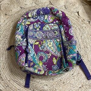 Vera Bradley Purple and Green Backpack with Paisley Design